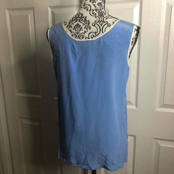 Bob Mackie Blue Flower Sleeveless Silk Top S - Picture 3 of 4